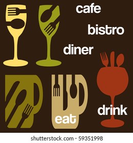 A cafe or bistro concept graphics set