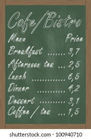 Cafe Or Bistro Food Menu Chalkboard Background Illustration Vector