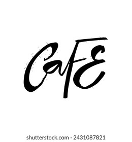 Cafe black color text sign. Hand drawn modern typography lettering font. Vector art.