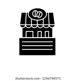 Cafe black icon, vector sign on isolated background. Cafe concept symbol, illustration 