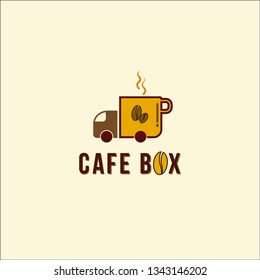 cafe box with symbol coffee and truck box cup or mug