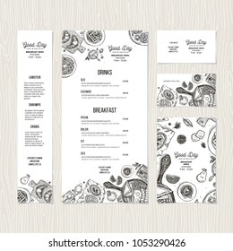 Cafe breakfast menu template. Cafe identity. Vector illustration