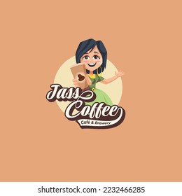 Plantilla de logotipo de mascota vectorial de café y cervecería.