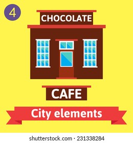 Cafe building, Bistro on flat style. Vector illustration design