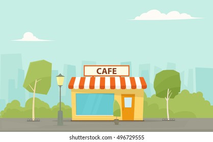 cafe building in the city