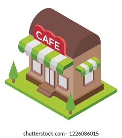 
Cafe building flat icon design 
