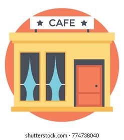 
A cafe building icon in flat vector design
