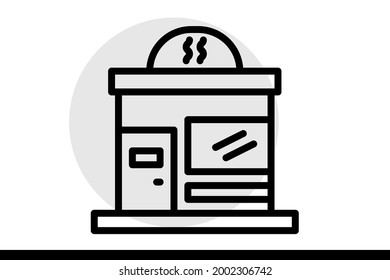Cafe Building icon in vector graphics can be used for web and printed designs or printable projects.  Cafe and Restaurant related vector line icons. 

