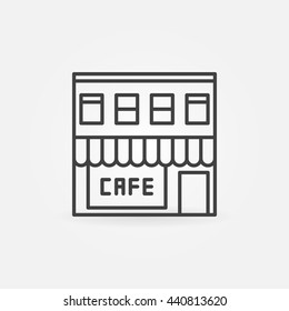 Cafe building icon - vector minimal sign. Thin line street cafe symbol
