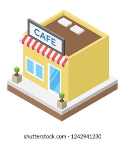 Cafe building isometric icon