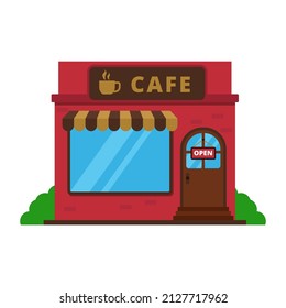 Cafe building vector in flat style isolated on white background suitable for icon or illustration