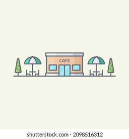 Ilustración de iconos vectoriales de construcción de cafés