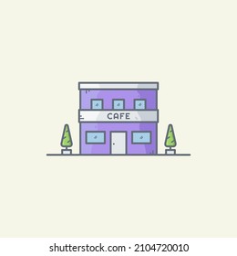 Cafe building vector icon illustration