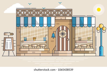 Cafe building vector illustration symbol object. Flat icon style concept design