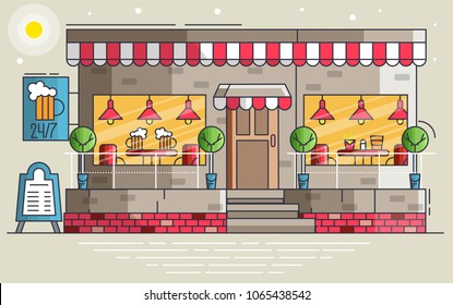 Cafe building vector illustration symbol object. Flat icon style concept design