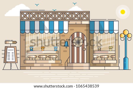 Cafe building vector illustration symbol object. Flat icon style concept design