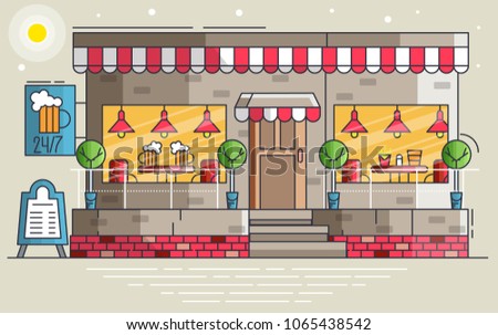 Cafe building vector illustration symbol object. Flat icon style concept design