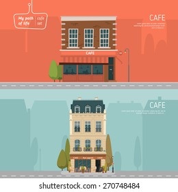 Cafe Buildings On Background