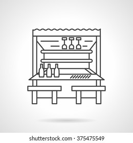Cafe and bungalows theme. Tropical resort. Beach bar. Vector icon flat thin line style. Element for web design, business, mobile app. 