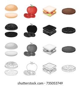Cafe, burger, butty and other web icon in cartoon style.Bread, flour, products, icons in set collection.