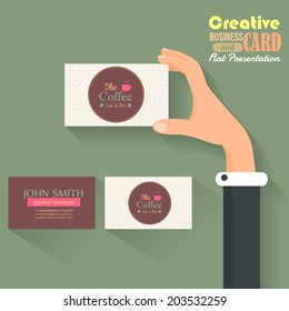 Cafe Business Card Template and Flat Presentation Vector Template