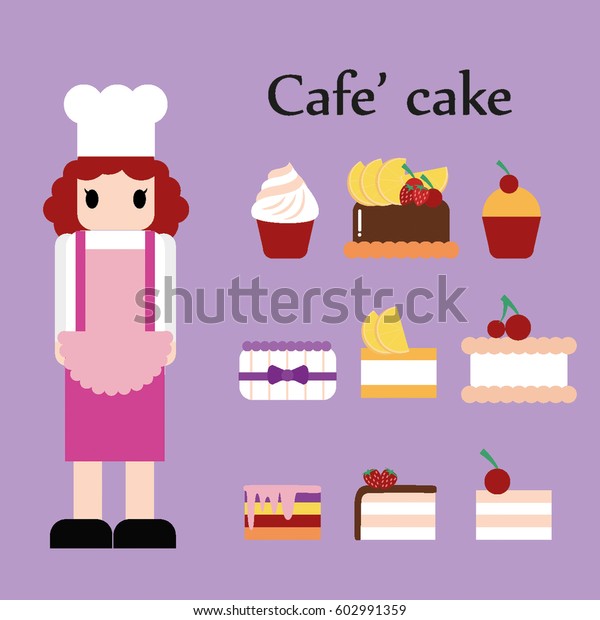 Cafe Cake Girl Character Stock Vector Royalty Free