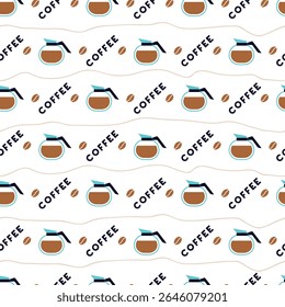 Cafe Charm Morning Coffee Break Vector Pattern, the design is perfect for adding a caffeinated touch to kitchen decor, cafe accessories, or any project that celebrates the love of coffee.