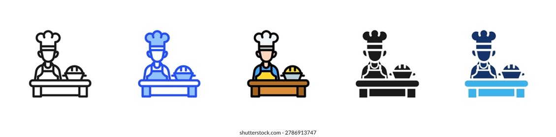 Cafe Chef Icon Collection With Multiple Styles
