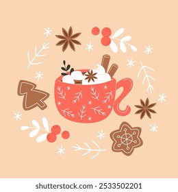 Cafe Christmas Mug with Hot Beverage and Cream