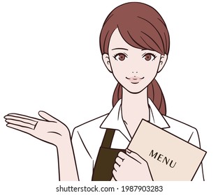 Cafe clerk who guides with a smile