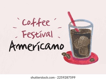 cafe coffee americano illustration poster