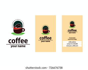 cafe coffee ball logo. Icon design element with business card template