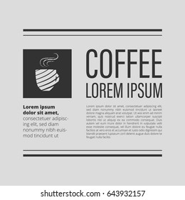 Cafe coffee banner on gray background