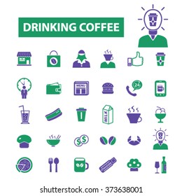café, granos de café, cafeína, bebida, bebida, restaurante, taza, café, café, café, café, café, expreso, capuchino, menú, comida, pastel, iconos de cafetería, juegos de carteles
