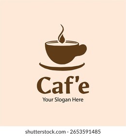 Cafe Coffee Cup Logo with Steaming Hot Beverage