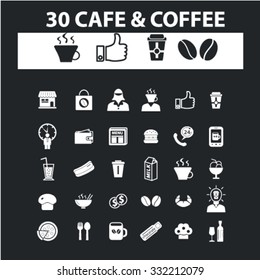 cafe, coffee, drinks icons, signs vector set for mobile, website, infographics 