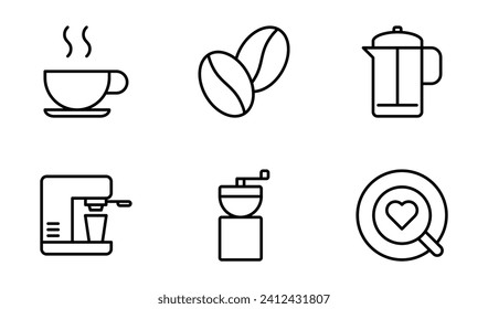 Cafe and Coffee icon design template in outline style