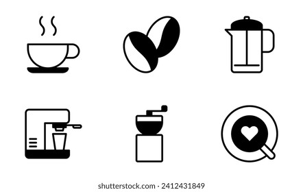 Cafe and Coffee icon design template in semi solid style