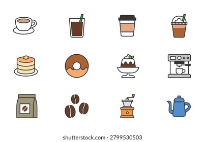 Cafe and coffee icon set vector illustration