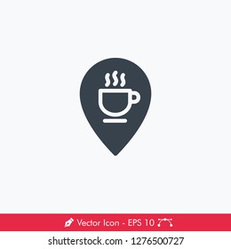 Cafe (Coffee) Location Icon / Vector