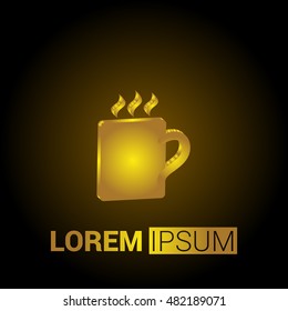 Cafe coffee mug 3D Golden Metallic Premium Royal Corporate Logo / Icon