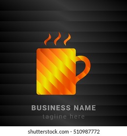 Cafe coffee mug Orange, Yellow and Black silk fashion premium icon / Logo