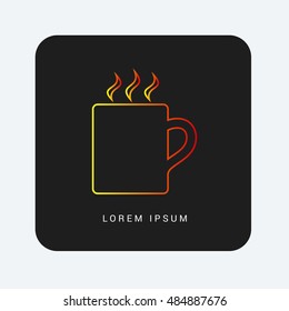 Cafe coffee mug Red & Orange gradient attractive line thin icon / logo design