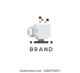 Cafe Coffee Pixel logo design