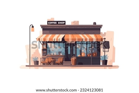 Cafe Coffee shop flat cartoon isolated on white background. Vector illustration