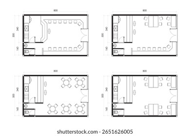 Cafe and Coffee Shop Floor Plans - Set of 4 Diverse Layouts. 17