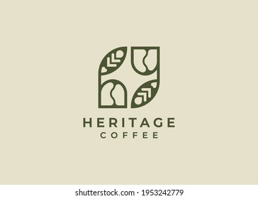 The Cafe Coffee Shop Line Logo Design Template Vector