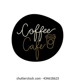 Cafe and coffee shop logo vector logo template. hand drawing logo.