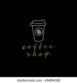 Cafe and coffee shop logo vector logo template. hand drawing logo.