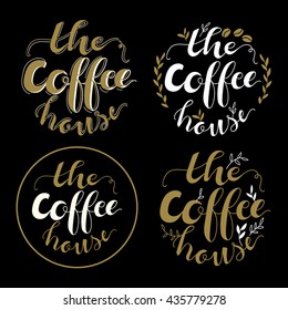 Cafe and coffee shop logo vector logo template. hand drawing logo.